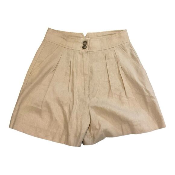 Jason Wu Shorts Women 2 Tan High Waist Linen Blend NWT - Picture 1 of 6